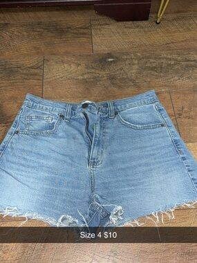 High-Rise Light Wash Denim Cutoff Shorts - Size 4